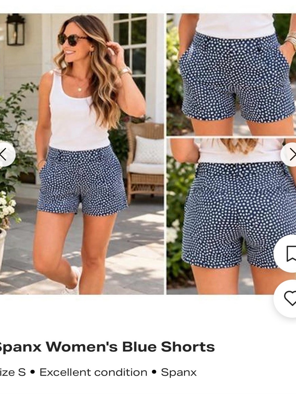 SPANX Navy Polka Dot High Waist Women's Shorts